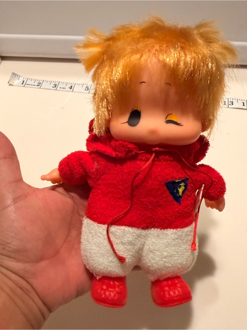 Unbranded Red & White Plush Winking Kids Doll with Hood